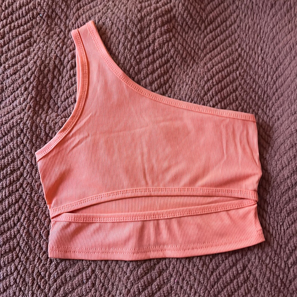 Coral/ Orange crop tank with open stomach